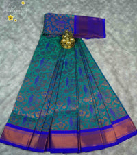 RS1711 Dual-Tone Art Silk saree with Floral Jaal and Peacock motif.