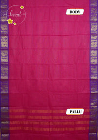 SKT5032 Rani Pink cotton saree with zari checked (Kattam) pattern