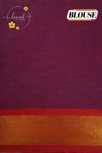 SKV5272 Royal Blue Cotton saree featuring maroon pallu, golden zari borders.