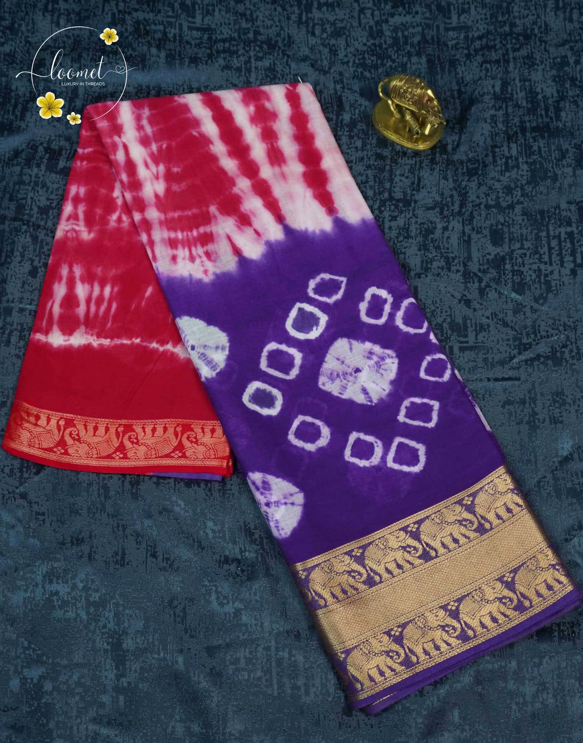 SPT3041 Dual-tone Cotton saree with  Shibori tie-dye pattern