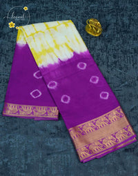SPT3042 Dual-tone Cotton saree with  Shibori tie-dye pattern