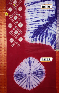 SPT3043 Dual-tone Cotton saree with  Shibori tie-dye pattern