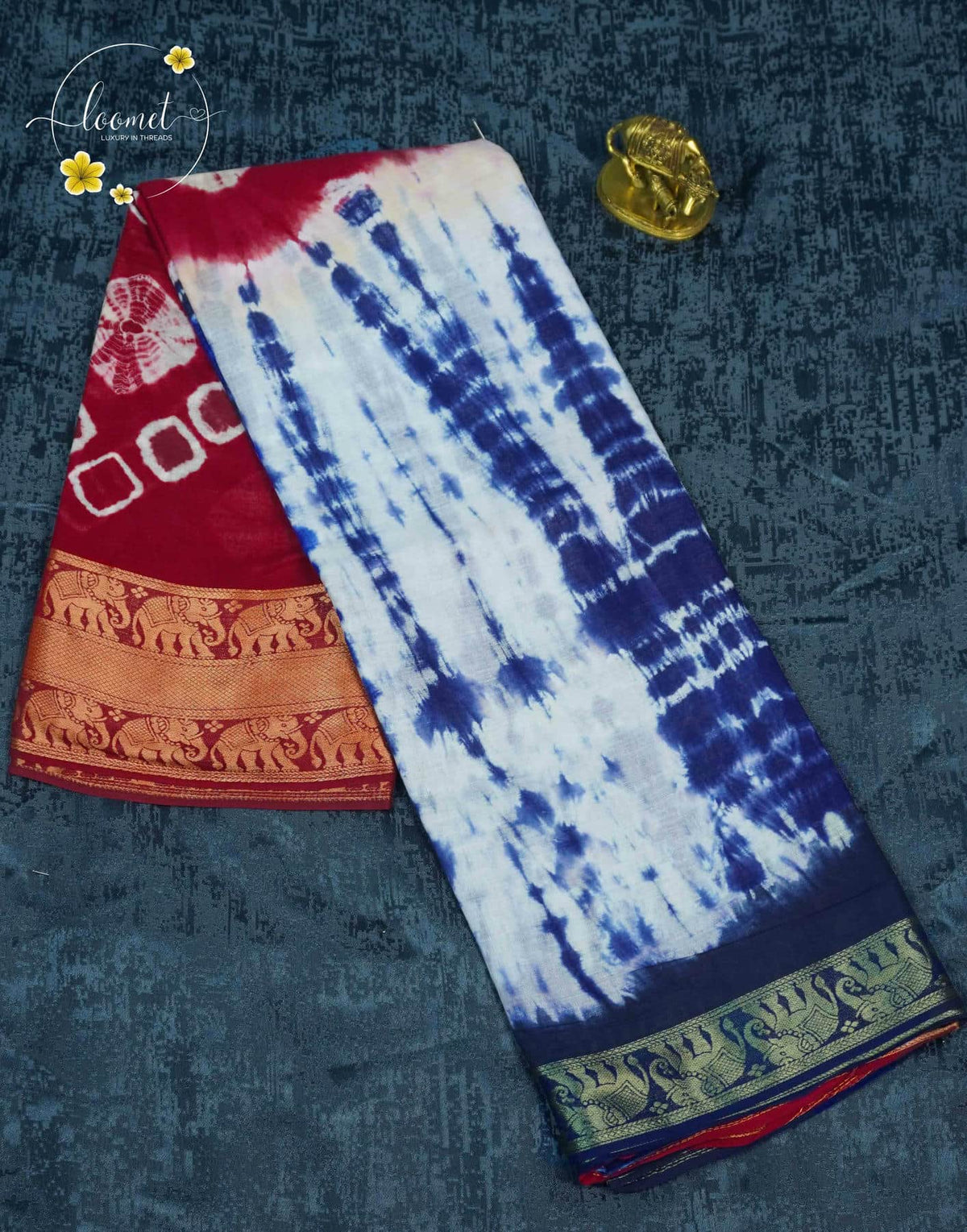SPT3043 Dual-tone Cotton saree with  Shibori tie-dye pattern