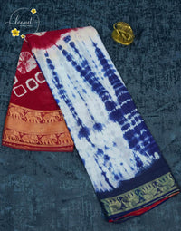 SPT3043 Dual-tone Cotton saree with  Shibori tie-dye pattern
