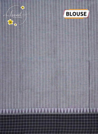 SPT3245 Steel grey Cotton saree with checked pattern.