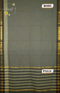 SPT3246 Beige cotton saree with Micro-Check pattern.