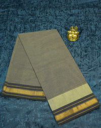SPT3246 Beige cotton saree with Micro-Check pattern.