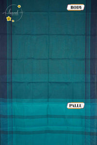 SPT3248 Deep Sea Green cotton saree with plain body pattern.