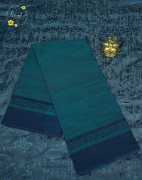 SPT3248 Deep Sea Green cotton saree with plain body pattern.