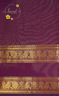 SSK1042 Purple Cotton saree with woven Paisley buttas.