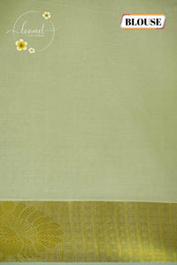 ZS1520 Off-White Kerala Kasavu Kuthampully Cotton saree with gold peacock buttas