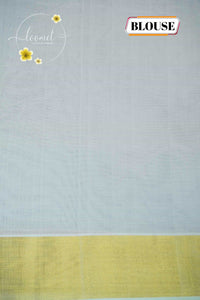 ZS2020 Kuthampully Handloom-Off-white Cotton saree with peacock motifs
